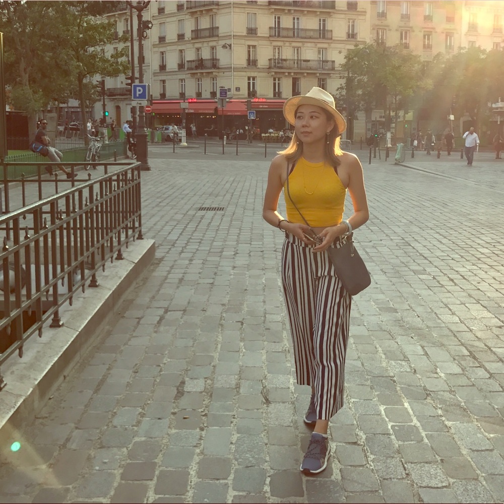 High Waisted Cropped Wide Leg Pant